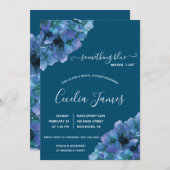 何か青い前紫陽花ブライダルシャワー 招待状 (正面/裏面)