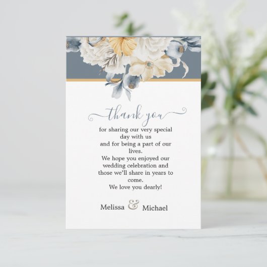 何か青い夕闇のフローラ結婚の サンキューカード (スタンド正面)