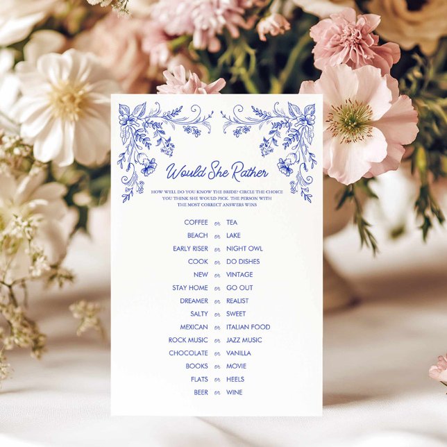 何か青い女の方がシャワーゲーム (Would she rather blue bridal shower game)