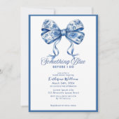 何か青い弓の陳腐なブライダルシャワー 招待状 (正面)