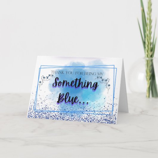 何か青い感謝カード サンキューカード (正面)