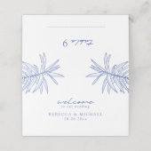 何か青い手描きシンプル植物折り畳み プレイスカード (外部開封)