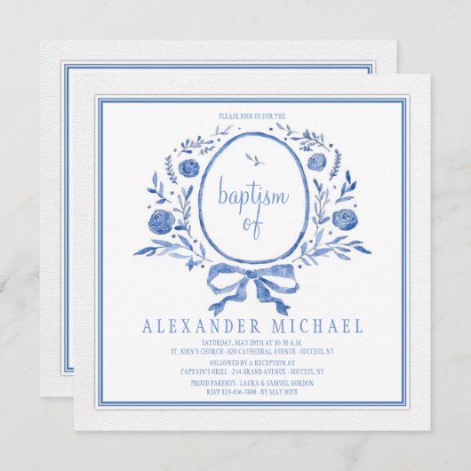 何か青い招待状 招待状 (正面/裏面)