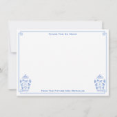 何か青い水彩のジンジャージャー ブライダルシャワー サンキューカード (正面)