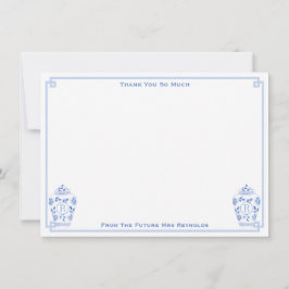 何か青い水彩のジンジャージャー ブライダルシャワー サンキューカード