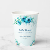何か青い水彩花のウェディングシャワー 紙コップ (裏面)