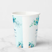 何か青い水彩花のウェディングシャワー 紙コップ (左)
