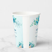 何か青い水彩花のウェディングシャワー 紙コップ (右)