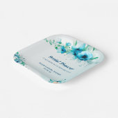 何か青い水彩花のブライダルシャワー ペーパープレート (傾斜あり)