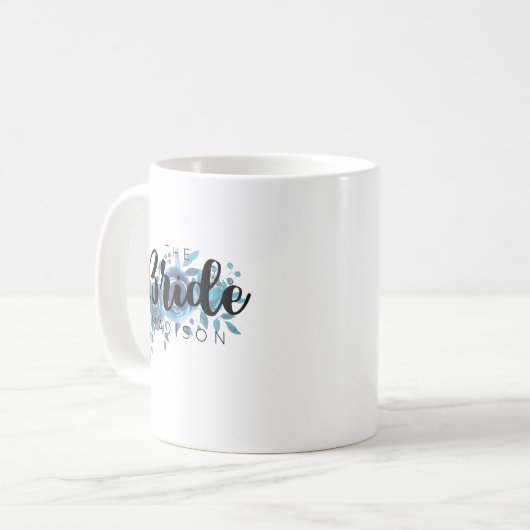 何か青い水色のバラ結婚の花嫁 コーヒーマグカップ (正面左)