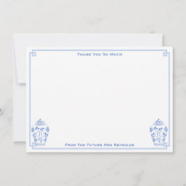 何か青い水色ジンジャージャーブライダルシャワー サンキューカード