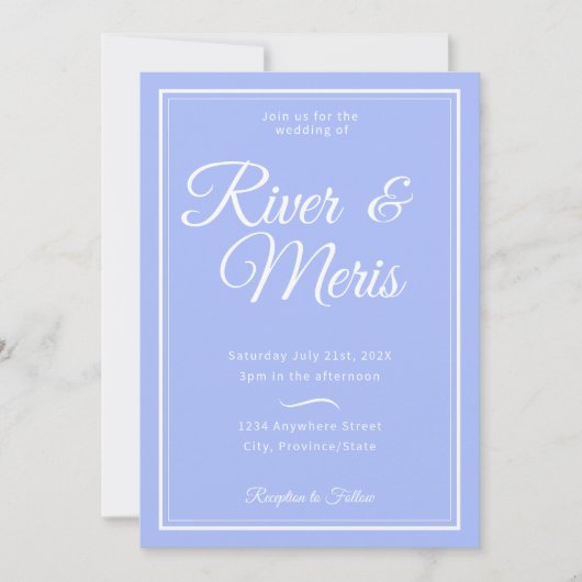 何か青い結婚式招待状 招待状 (正面)