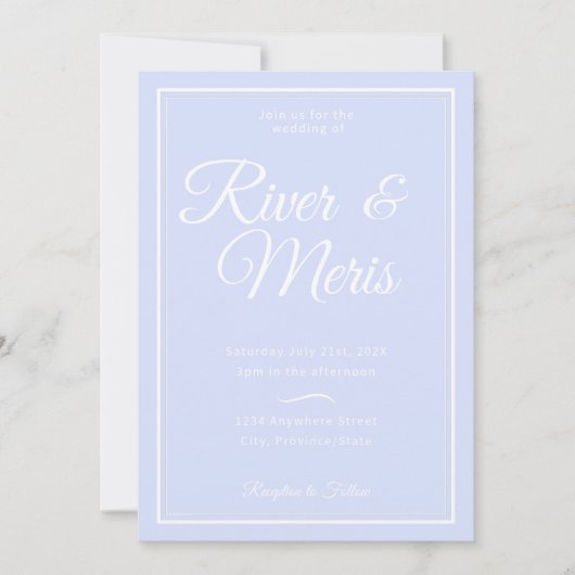 何か青い結婚式招待状 招待状 (正面)