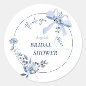 何か青い花のアーチのウェディングシャワーのブライダル ラウンドシール (正面)