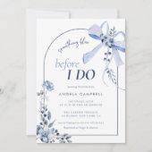 何か青い花のアーチのウェディングシャワーのブライダル 招待状 (正面)