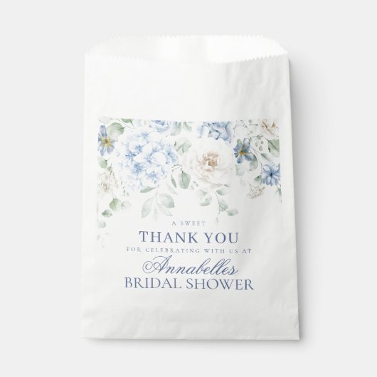 何か青い花のハイドランジア ブライダル デザート フェイバーバッグ (正面)