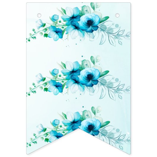 何か青い花のブライズシャワーのプレゼント バンティングフラッグ (第2の旗)