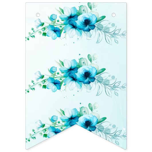 何か青い花のブライズシャワーのプレゼント バンティングフラッグ (第1の旗)