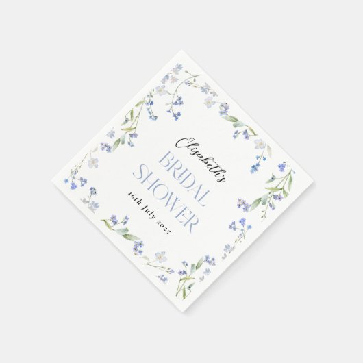 何か青い花のブライダルシャワー スタンダードカクテルナプキン (角)