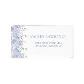 何か青い花のブライダルシャワー ラベル (正面)