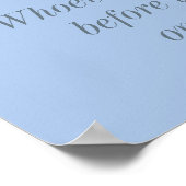 何か青い花のブライダルシャワー リングハントゲーム ポスター (角)