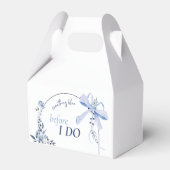 何か青い花の弓の結婚前のお祝い フェイバーボックス (裏面サイド)