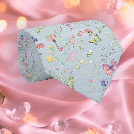 何か青い野エレガント花のネクタイ ネクタイ