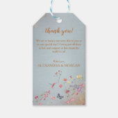 何か青い野エレガント花メッセージカード ギフトタグ (正面)