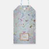 何か青い野エレガント花メッセージカード ギフトタグ (裏面)