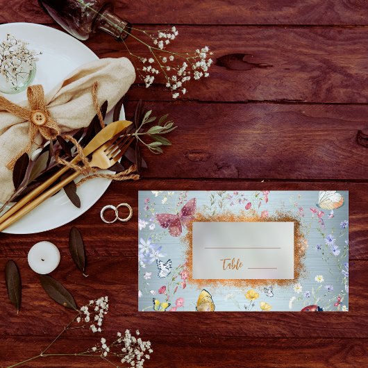 何か青い野エレガント花座席表 プレイスカード