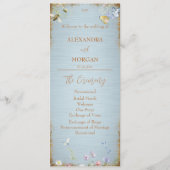 何か青い野エレガント花結婚式 プログラム (正面)