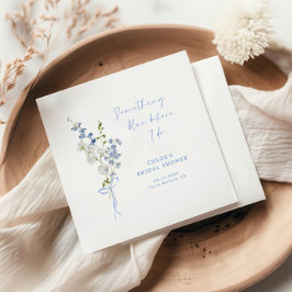 何か青い野生の花のブーケ ブライダルシャワー スタンダードカクテルナプキン