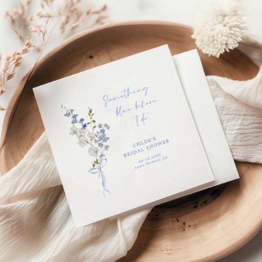 何か青い野生の花のブーケ ブライダルシャワー スタンダードカクテルナプキン