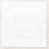 何か青い野生の花の結婚前お祝いの招待状 ガラスコースター (裏面)