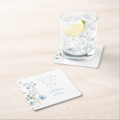 何か青い野生の花の花嫁シャワー スクエアペーパーコースター (インサイチュ)