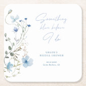 何か青い野生の花の花嫁シャワー スクエアペーパーコースター (正面)