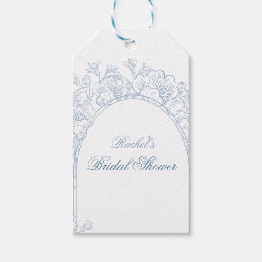何か青い野生の花 ブライダルシャワーの招待状 ギフトタグ (正面)