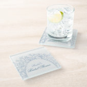 何か青い野生の花 ブライダルシャワー招待状 ガラスコースター (アングル)