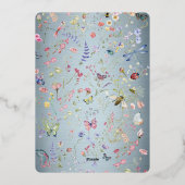 何か青い野結婚花の箔招待状 箔招待状 (裏面)