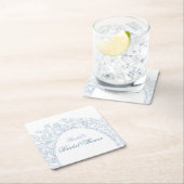 何か青い野花のブライダルシャワー招待 スクエアペーパーコースター (インサイチュ)