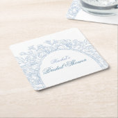 何か青い野花のブライダルシャワー招待 スクエアペーパーコースター (アングル)