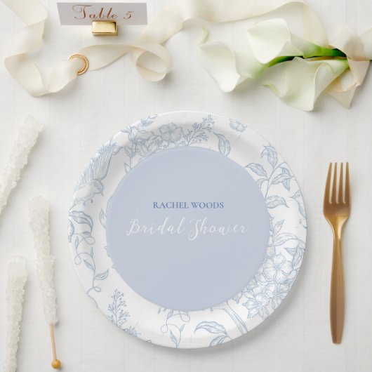 何か青い野花のブライダルシャワー招待 ペーパープレート (ウェディング)