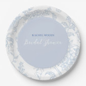 何か青い野花のブライダルシャワー招待 ペーパープレート (正面)