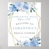 何か青い金ゴールドブライダルシャワーウェルカムサイン ポスター (正面)