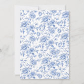 何か青い陳腐なエレガントブライダルシャワー 招待状 (裏面)