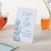 何か青い陳腐なブライダルシャワー 台座サイン (インサイチュ)