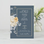 何か青い、パステルフローラ結婚の 招待状 (スタンド正面)