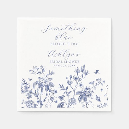 何か青い ブライダルシャワー ペーパー コーヒー ナプキン スタンダードカクテルナプキン (正面)