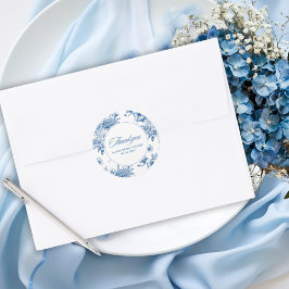 何か青い ブルー シノワズリーブライダルシャワー ラウンドシール