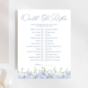 何か青い、彼女はむしろブライダルシャワーゲーム